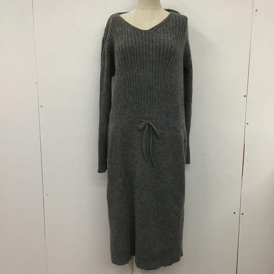 ココ ディール COCO DEAL ワンピース ロングスカート 77835441 ロングニットワンピース Vネック リブニット ウエスト切り替え 2 無地 灰 / グレー /  レディース USED 古着 中古 10104954