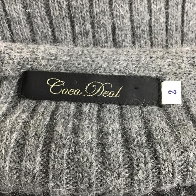 ココ ディール COCO DEAL ワンピース ロングスカート 77835441 ロングニットワンピース Vネック リブニット ウエスト切り替え 2 無地 灰 / グレー /  レディース USED 古着 中古 10104954