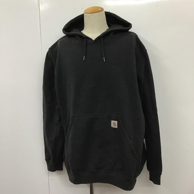 カーハート Carhartt パーカー 長袖 K121 BLK MIDWEIGHT PO HOODIE プルオーバー 裏起毛 2XL ロゴ、文字 黒 / ブラック /  メンズ USED 古着 中古 10104958