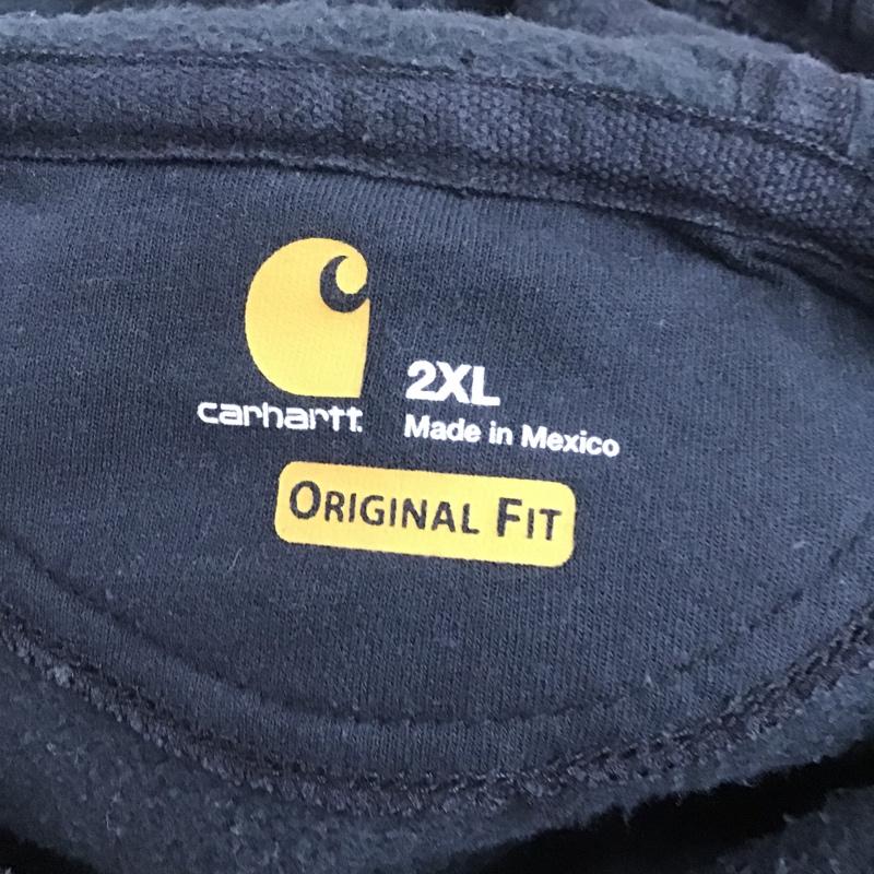 カーハート Carhartt パーカー 長袖 K121 BLK MIDWEIGHT PO HOODIE プルオーバー 裏起毛 2XL ロゴ、文字 黒 / ブラック /  メンズ USED 古着 中古 10104958