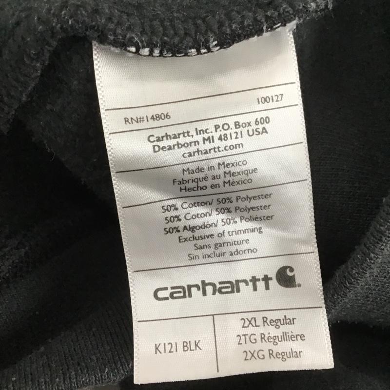 カーハート Carhartt パーカー 長袖 K121 BLK MIDWEIGHT PO HOODIE プルオーバー 裏起毛 2XL ロゴ、文字 黒 / ブラック /  メンズ USED 古着 中古 10104958