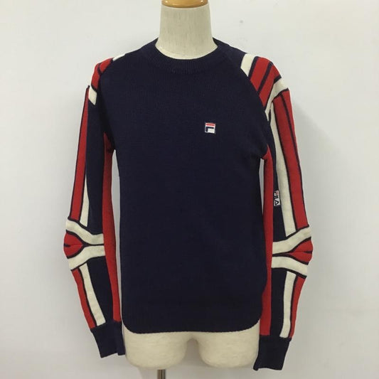 フィラ FILA ニット、セーター 長袖 長袖ニット リブニット セーター クルーネックカットソー セーター ロゴ、文字 白 / ホワイト / X 赤 / レッド / X 紺 / ネイビー /  メンズ USED 古着 中古 10104962