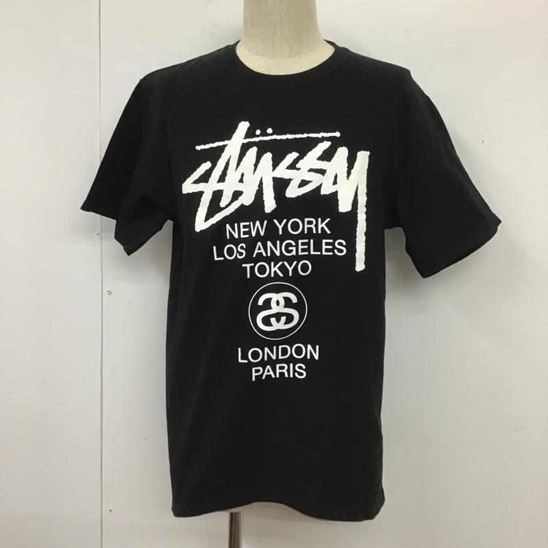 ステューシー STUSSY Tシャツ 半袖 ワールド ツアー クルーネック バックプリント M ロゴ、文字 黒 / ブラック /  メンズ USED 古着 中古 10104969