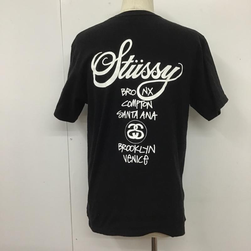 ステューシー STUSSY Tシャツ 半袖 ワールド ツアー クルーネック バックプリント M ロゴ、文字 黒 / ブラック /  メンズ USED 古着 中古 10104969