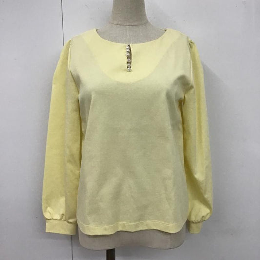 インデックス index カットソー 長袖 C58-16210 パール調デザインネックトップス 長袖カットソー S 無地 黄 / イエロー /  レディース USED 古着 中古 10104979