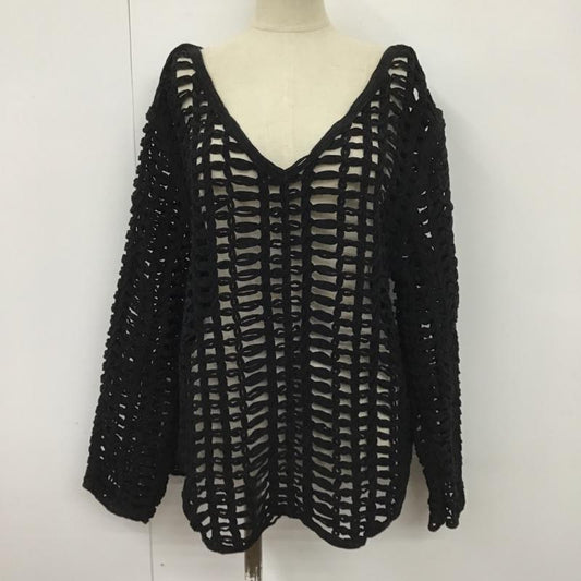 セレクトモカ select MOCA カットソー 長袖 10009584 長袖カットソー 編み込みカットソー Vネック FREE 無地 黒 / ブラック /  レディース USED 古着 中古 10105001