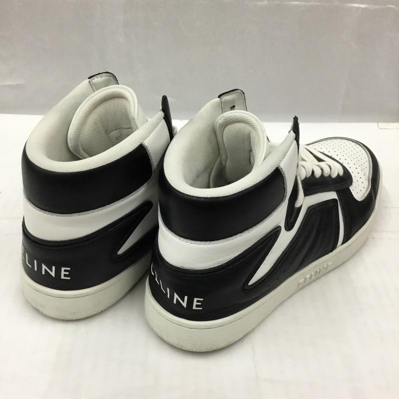セリーヌ CELINE スニーカー スニーカー MU1200 CT-01 ハイカット 41 箱有 ロゴ、文字 白 / ホワイト / X 黒 / ブラック /  メンズ USED 古着 中古 10105037