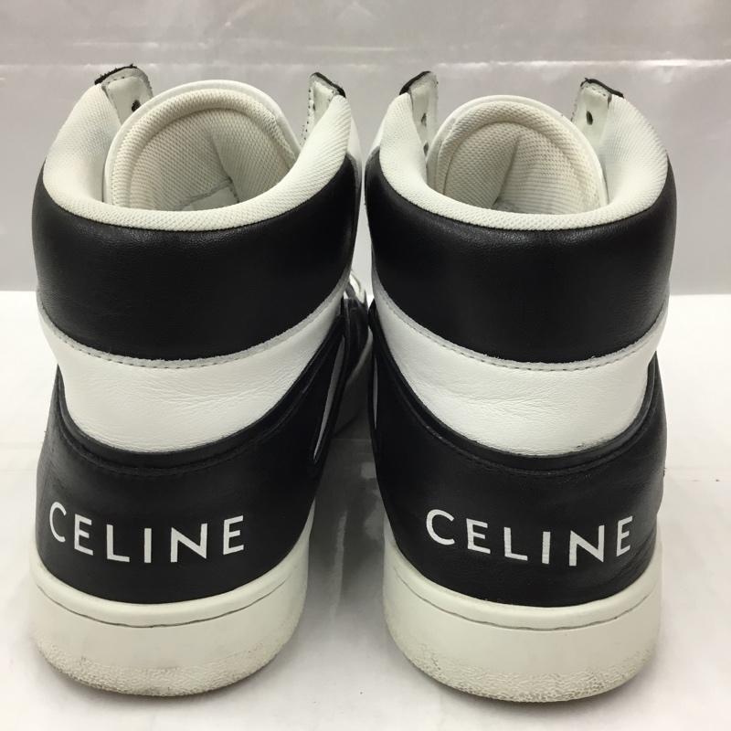 セリーヌ CELINE スニーカー スニーカー MU1200 CT-01 ハイカット 41 箱有 ロゴ、文字 白 / ホワイト / X 黒 / ブラック /  メンズ USED 古着 中古 10105037