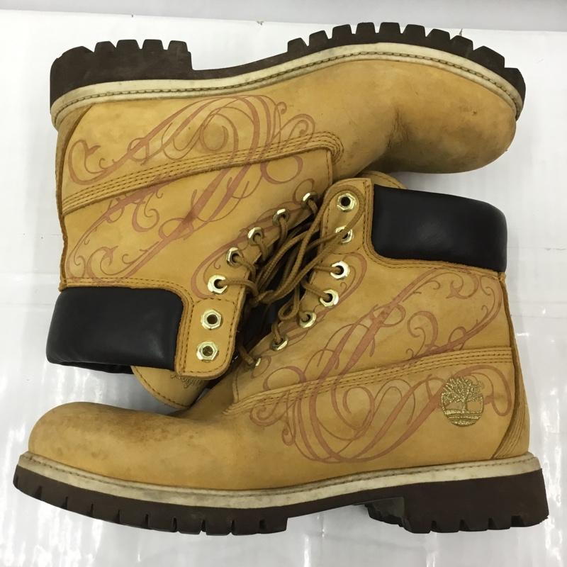 ティンバーランド Timberland ブーツ ショートブーツ 4340 レザー 8.5W 型押し US：8.5 ロゴ、文字 キャメル / キャメル /  メンズ USED 古着 中古 10105080