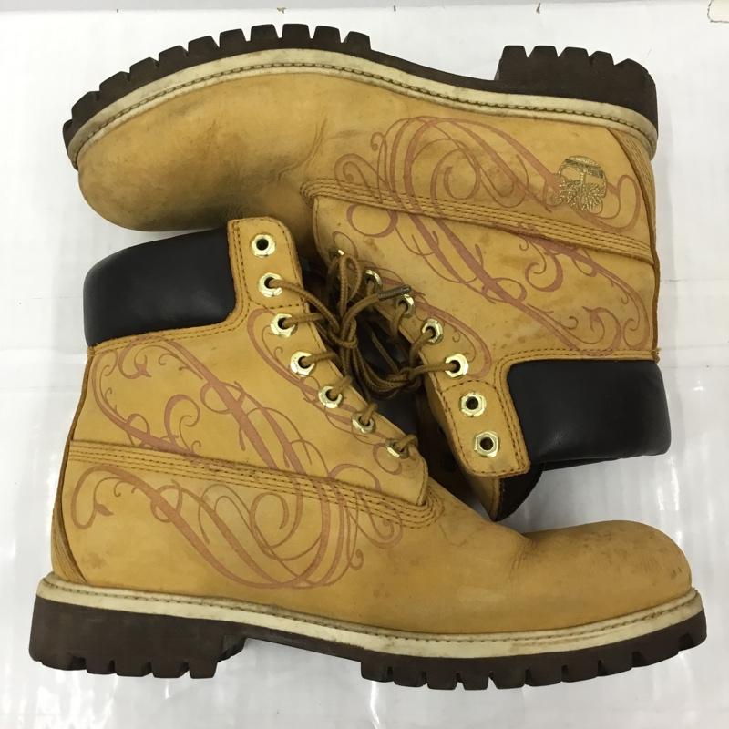 ティンバーランド Timberland ブーツ ショートブーツ 4340 レザー 8.5W 型押し US：8.5 ロゴ、文字 キャメル / キャメル /  メンズ USED 古着 中古 10105080