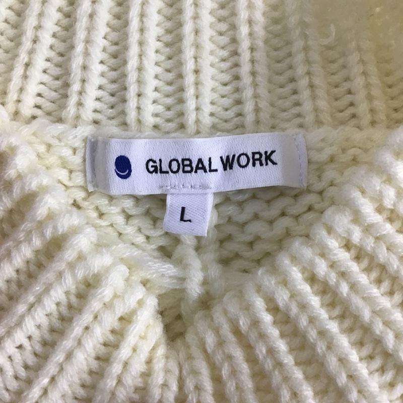 グローバルワーク GLOBAL WORK ニット、セーター 長袖 長袖ニット リブニット セーター クルーネックカットソー L 無地 白 / ホワイト /  レディース USED 古着 中古 10105097