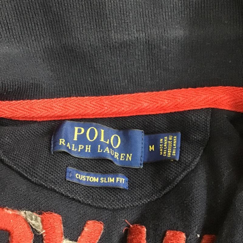 ポロラルフローレン POLO RALPH LAUREN ポロシャツ 半袖 半袖ポロシャツ カラーシャツ 半袖カットソー M ロゴ、文字 紺 / ネイビー /  メンズ USED 古着 中古 10105102