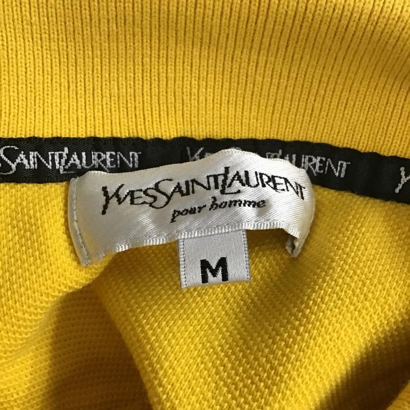 イヴサンローラン Yves Saint Laurent ポロシャツ 半袖 半袖ポロシャツ カラーシャツ 半袖カットソー 古着 80s～90s M ロゴ、文字 黄 / イエロー /  メンズ USED 古着 中古 10105106