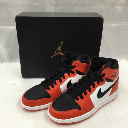 ナイキ NIKE スニーカー スニーカー 705300-800 AIR JORDAN 1 RETRO HIGH BG 22.5cm 箱有 22.5cm ロゴ、文字 白 / ホワイト / X 黒 / ブラック / X 橙 / オレンジ /  レディース USED 古着 中古 10105131