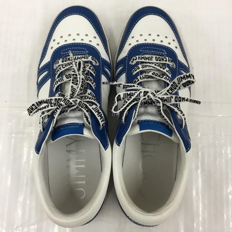 ジミーチュウ JIMMY CHOO スニーカー スニーカー HAWAII レザー 43 ロゴ、文字 白 / ホワイト / X 青 / ブルー /  メンズ USED 古着 中古 10105133