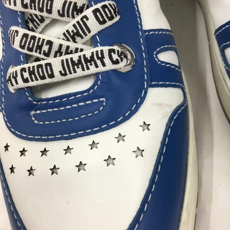 ジミーチュウ JIMMY CHOO スニーカー スニーカー HAWAII レザー 43 ロゴ、文字 白 / ホワイト / X 青 / ブルー /  メンズ USED 古着 中古 10105133