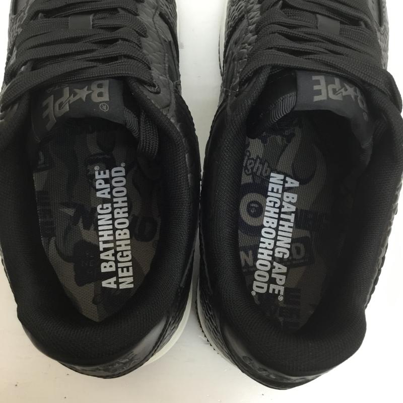 アベイシングエイプ A BATHING APE スニーカー スニーカー NEIGHBORHOOD ネイバーフッド BAPE STA 1J23191901 27.0cm ロゴ、文字 黒 / ブラック /  メンズ USED 古着 中古 10105144