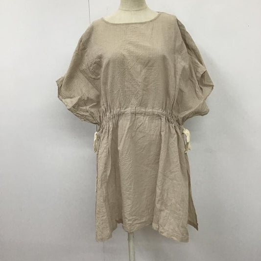 サマンサモスモス Samansa Mos2 カットソー 半袖 FLD-1711172 スリット フレンチスリーブ ギャザー チュニック 半袖カットソー FREE 無地 ベージュ / ベージュ /  レディース USED 古着 中古 10105165