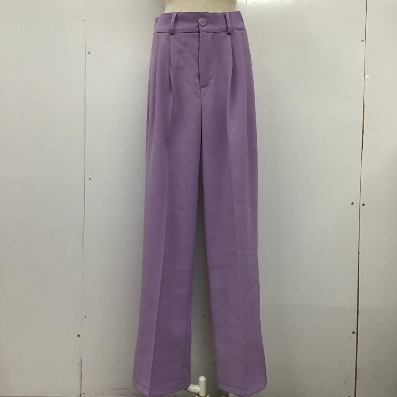 ミームセレクト me+em select パンツ ワークパンツ、ペインターパンツ B01-21-0009 ワイドパンツ カジュアルパンツ センタータックパンツ FREE 無地 紫 / パープル /  レディース USED 古着 中古 10105197