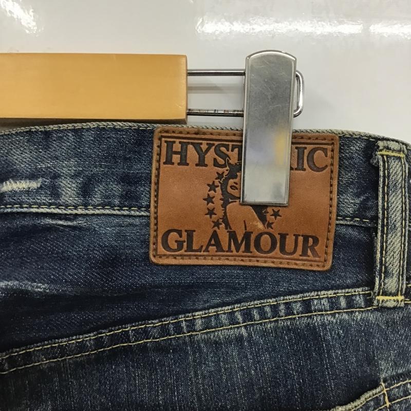 ヒステリックグラマー HYSTERIC GLAMOUR パンツ デニム、ジーンズ 0263AP20 スリムパンツ 加工パンツ ペイントパンツ スタッズ 32インチ 総柄 インディゴ / インディゴ /  メンズ USED 古着 中古 10105210