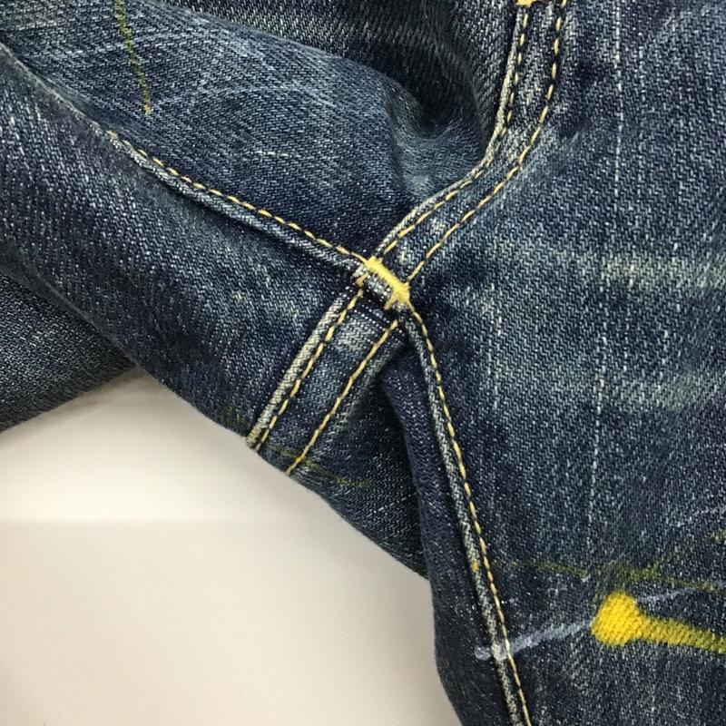 ヒステリックグラマー HYSTERIC GLAMOUR パンツ デニム、ジーンズ 0263AP20 スリムパンツ 加工パンツ ペイントパンツ スタッズ 32インチ 総柄 インディゴ / インディゴ /  メンズ USED 古着 中古 10105210
