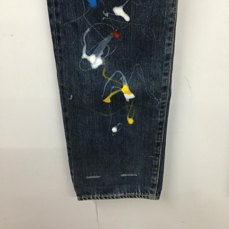 ヒステリックグラマー HYSTERIC GLAMOUR パンツ デニム、ジーンズ 0263AP20 スリムパンツ 加工パンツ ペイントパンツ スタッズ 32インチ 総柄 インディゴ / インディゴ /  メンズ USED 古着 中古 10105210