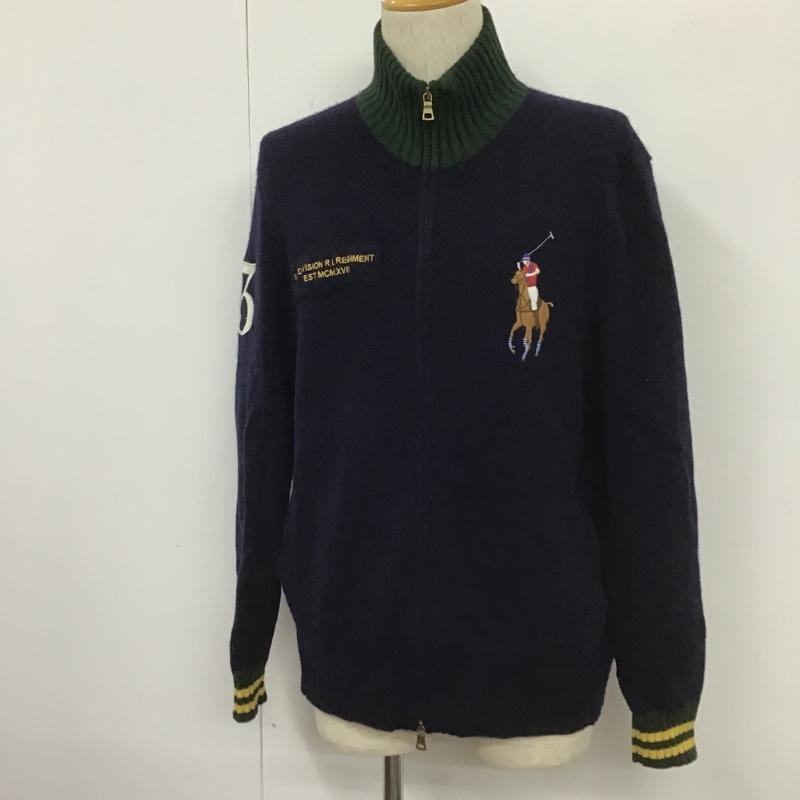 ポロバイラルフローレン Polo by RALPH LAUREN ジャケット、上着 ジャンパー、ブルゾン ジップアップジャケット ニットカジュアルジャケット ジップアップセーター LL ロゴ、文字 紺 / ネイビー /  メンズ USED 古着 中古 10105220