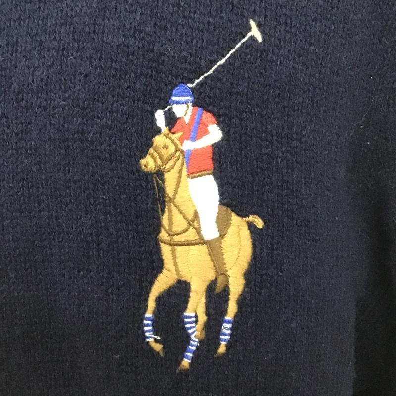 ポロバイラルフローレン Polo by RALPH LAUREN ジャケット、上着 ジャンパー、ブルゾン ジップアップジャケット ニットカジュアルジャケット ジップアップセーター LL ロゴ、文字 紺 / ネイビー /  メンズ USED 古着 中古 10105220