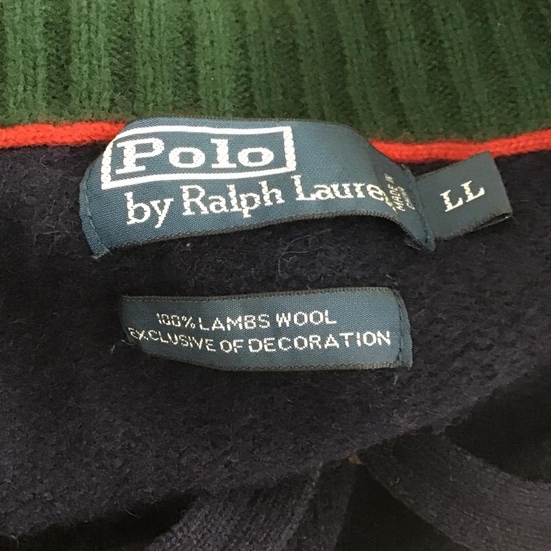 ポロバイラルフローレン Polo by RALPH LAUREN ジャケット、上着 ジャンパー、ブルゾン ジップアップジャケット ニットカジュアルジャケット ジップアップセーター LL ロゴ、文字 紺 / ネイビー /  メンズ USED 古着 中古 10105220