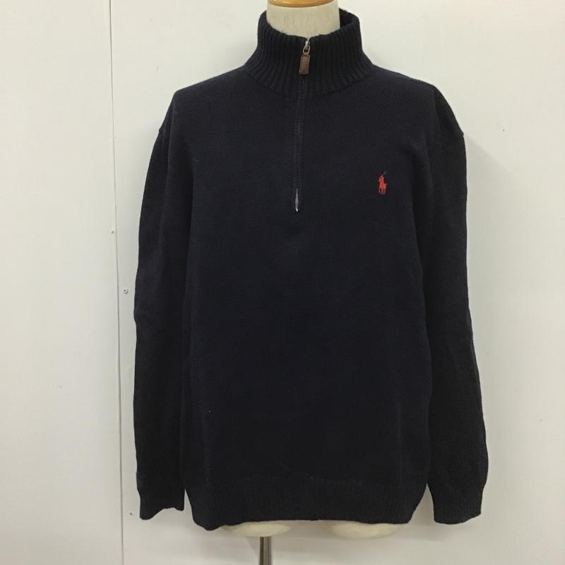 ポロバイラルフローレン Polo by RALPH LAUREN ジャケット、上着 ジャンパー、ブルゾン ジップアップジャケット ジップアップニットジャケット タートルネック セーター L ロゴ、文字 紺 / ネイビー /  メンズ USED 古着 中古 10105222