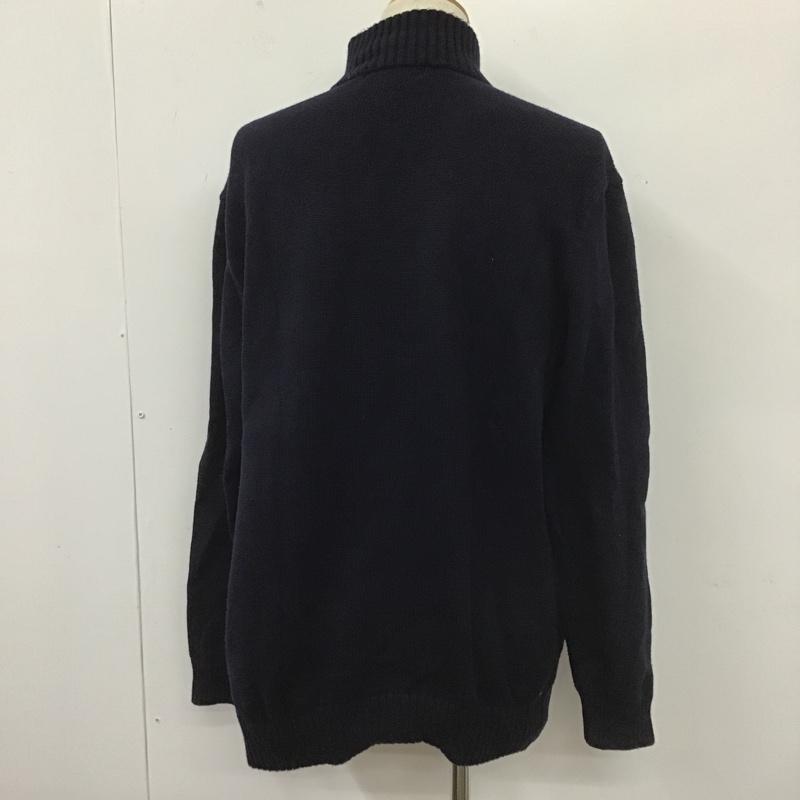 ポロバイラルフローレン Polo by RALPH LAUREN ジャケット、上着 ジャンパー、ブルゾン ジップアップジャケット ジップアップニットジャケット タートルネック セーター L ロゴ、文字 紺 / ネイビー /  メンズ USED 古着 中古 10105222
