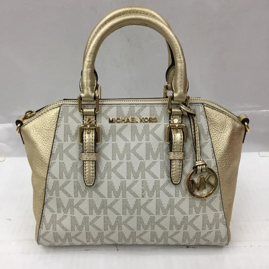 マイケルコース MICHAEL KORS ハンドバッグ ハンドバッグ 35H7GC6M8M ショルダー 2WAY ロゴ、文字 白 / ホワイト / X 金 / ゴールド /  レディース USED 古着 中古 10105251