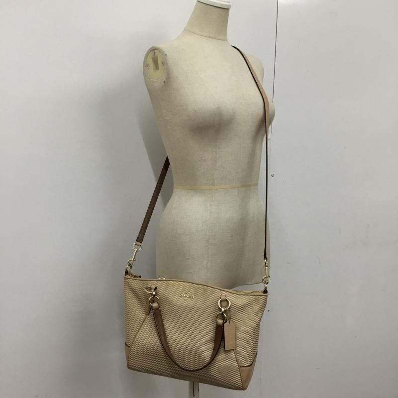 コーチ COACH トートバッグ トートバッグ F57244 ショルダーバッグ 2WAY ロゴ、文字 ベージュ / ベージュ / X アイボリー / アイボリー / X 茶 / ブラウン /  レディース USED 古着 中古 10105298