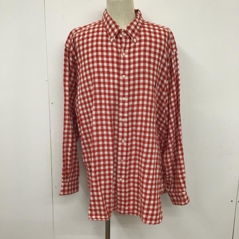 ラルフローレン RALPHLAUREN シャツ、ブラウス 長袖 長袖シャツ ギンガムチェックシャツ カラーシャツ ボタンダウンシャツ チェック 白 / ホワイト / X 赤 / レッド /  メンズ USED 古着 中古 10105310
