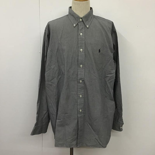ラルフローレン RALPHLAUREN シャツ、ブラウス 長袖 長袖シャツ カラーシャツ チェックシャツ長袖カットソー XL ロゴ、文字 紺 / ネイビー /  メンズ USED 古着 中古 10105375