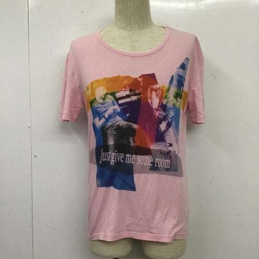 アンドエー And A Tシャツ 半袖 半袖カットソー プリントTシャツ クルーネックカットソー 42 プリント 桃 / ピンク /  メンズ USED 古着 中古 10105397