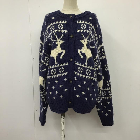 フリークスストア FREAK'S STORE ニット、セーター 長袖 1132248902750 鹿柄2wayニットカーディガン 長袖ニット セーター 前ボタン FREE ロゴ、文字 紺 / ネイビー /  レディース USED 古着 中古 10105417