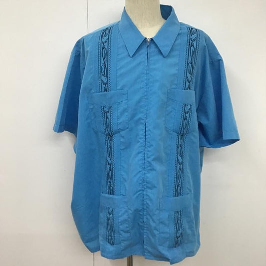 エストレヤスタンダードグァジャベーラ ESTRELLA STANDARD GUAYABERA シャツ、ブラウス 半袖 半袖シャツ カラーシャツ 半袖カットソー アロハシャツ 刺繍 青 / ブルー /  メンズ USED 古着 中古 10105435