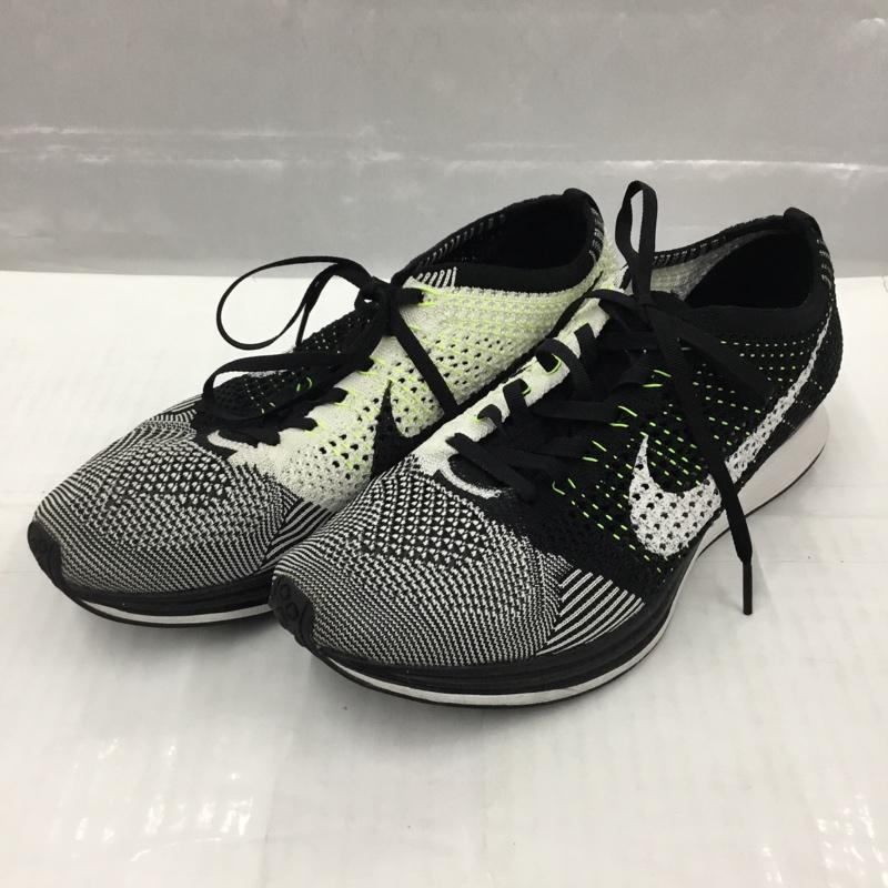 ナイキ NIKE スニーカー スニーカー 526628-011 FLYKNIT RACER 27.5cm 27.5cm ロゴ、文字 白 / ホワイト / X 黒 / ブラック / X 黄緑 / イエローグリーン /  メンズ USED 古着 中古 10105456