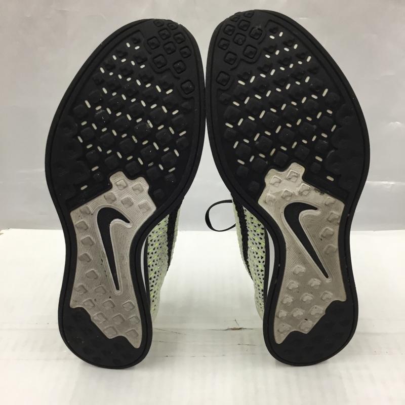 ナイキ NIKE スニーカー スニーカー 526628-011 FLYKNIT RACER 27.5cm 27.5cm ロゴ、文字 白 / ホワイト / X 黒 / ブラック / X 黄緑 / イエローグリーン /  メンズ USED 古着 中古 10105456