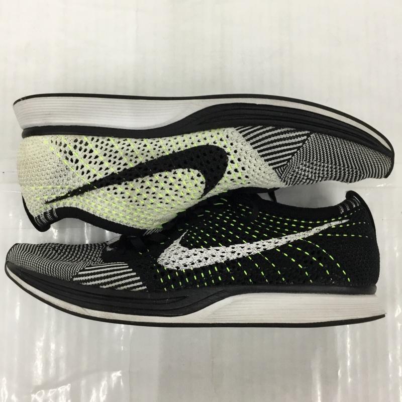 ナイキ NIKE スニーカー スニーカー 526628-011 FLYKNIT RACER 27.5cm 27.5cm ロゴ、文字 白 / ホワイト / X 黒 / ブラック / X 黄緑 / イエローグリーン /  メンズ USED 古着 中古 10105456