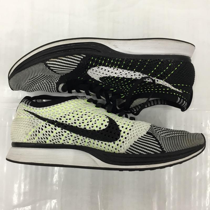 ナイキ NIKE スニーカー スニーカー 526628-011 FLYKNIT RACER 27.5cm 27.5cm ロゴ、文字 白 / ホワイト / X 黒 / ブラック / X 黄緑 / イエローグリーン /  メンズ USED 古着 中古 10105456