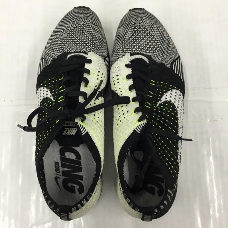 ナイキ NIKE スニーカー スニーカー 526628-011 FLYKNIT RACER 27.5cm 27.5cm ロゴ、文字 白 / ホワイト / X 黒 / ブラック / X 黄緑 / イエローグリーン /  メンズ USED 古着 中古 10105456