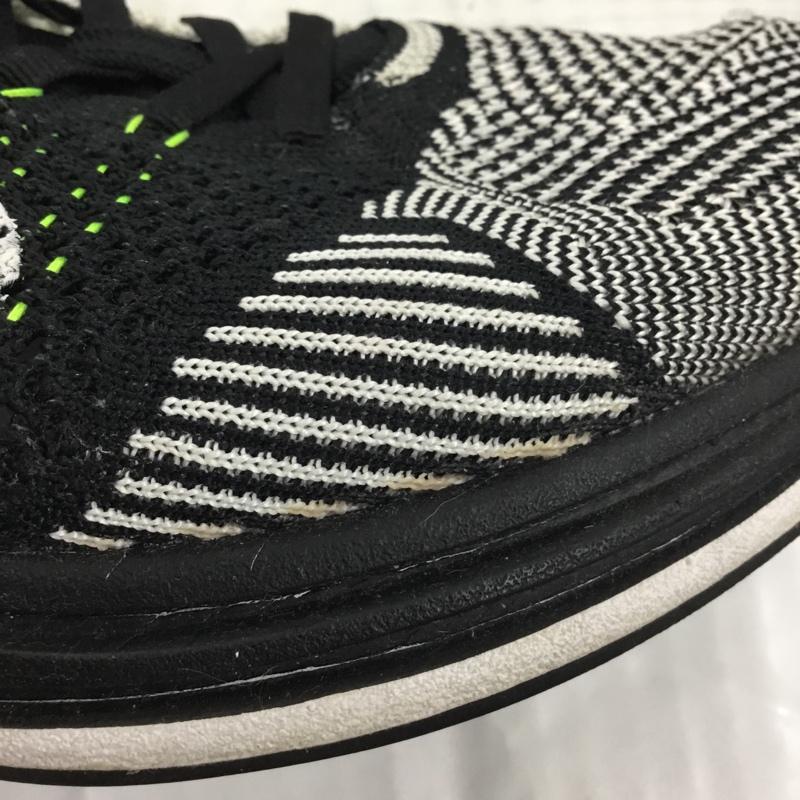 ナイキ NIKE スニーカー スニーカー 526628-011 FLYKNIT RACER 27.5cm 27.5cm ロゴ、文字 白 / ホワイト / X 黒 / ブラック / X 黄緑 / イエローグリーン /  メンズ USED 古着 中古 10105456