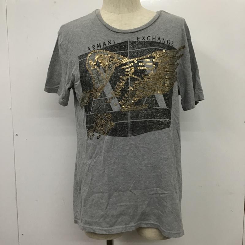 アルマーニエクスチェンジ A/X ARMANIEXCHANGE Tシャツ 半袖 クルーネック スパンコール 鳥 M ロゴ、文字 灰 / グレー /  メンズ USED 古着 中古 10105480