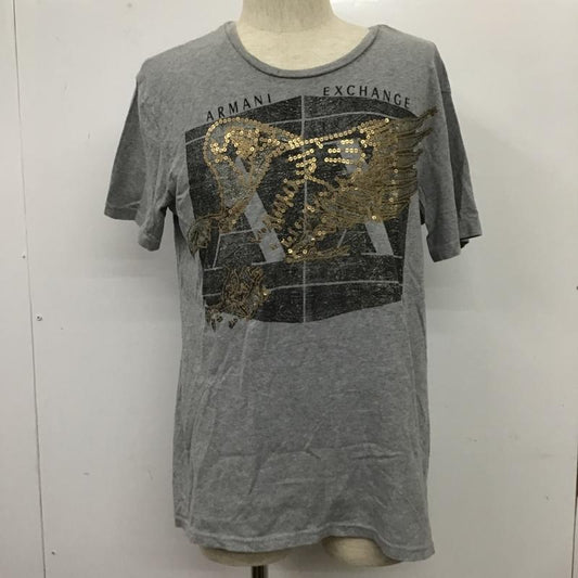 アルマーニエクスチェンジ A/X ARMANIEXCHANGE Tシャツ 半袖 クルーネック スパンコール 鳥 M ロゴ、文字 灰 / グレー /  メンズ USED 古着 中古 10105480