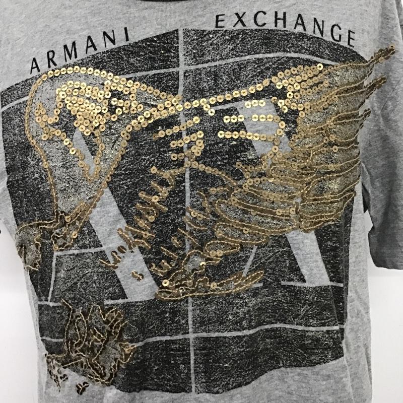 アルマーニエクスチェンジ A/X ARMANIEXCHANGE Tシャツ 半袖 クルーネック スパンコール 鳥 M ロゴ、文字 灰 / グレー /  メンズ USED 古着 中古 10105480