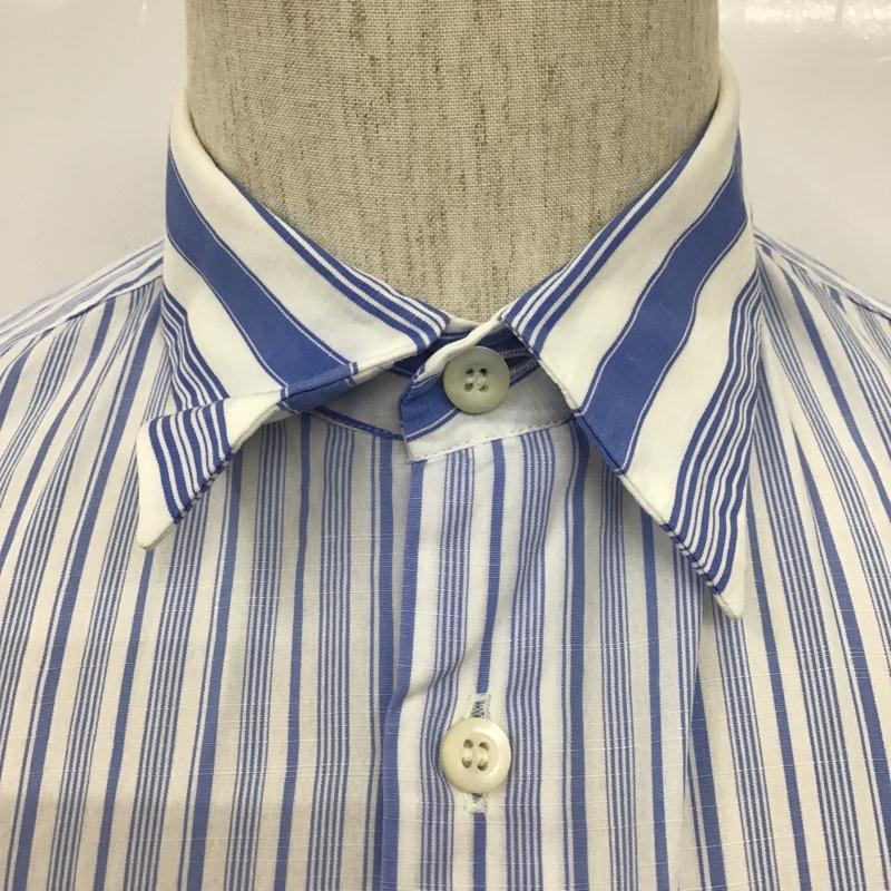 プラダ PRADA シャツ、ブラウス 長袖 ACU1 2018 3652 ストライプ バックプリント 37 ロゴ、文字 白 / ホワイト / X 水色 / ライトブルー /  メンズ USED 古着 中古 10105490