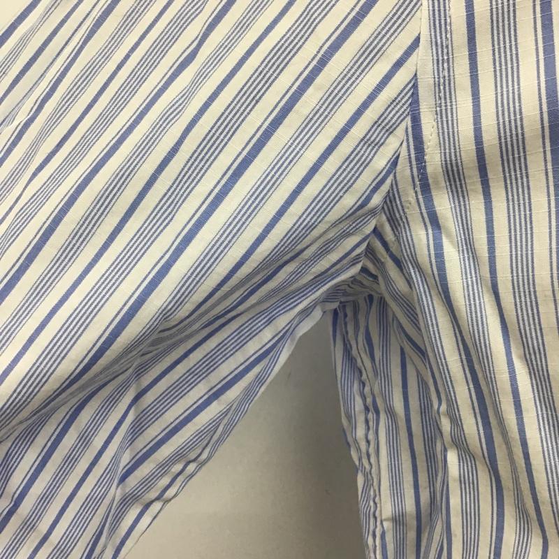 プラダ PRADA シャツ、ブラウス 長袖 ACU1 2018 3652 ストライプ バックプリント 37 ロゴ、文字 白 / ホワイト / X 水色 / ライトブルー /  メンズ USED 古着 中古 10105490