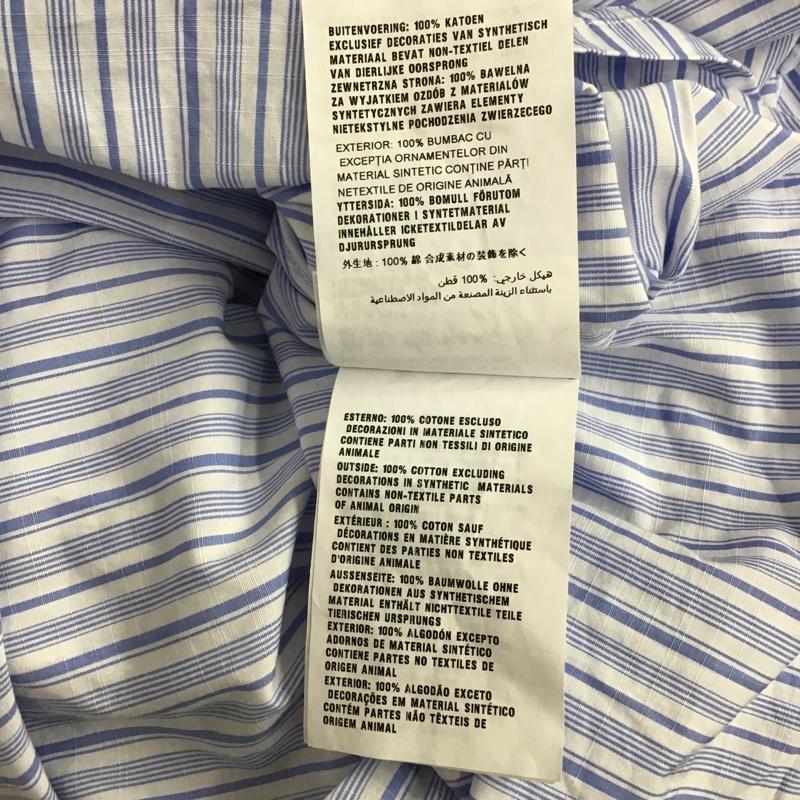 プラダ PRADA シャツ、ブラウス 長袖 ACU1 2018 3652 ストライプ バックプリント 37 ロゴ、文字 白 / ホワイト / X 水色 / ライトブルー /  メンズ USED 古着 中古 10105490